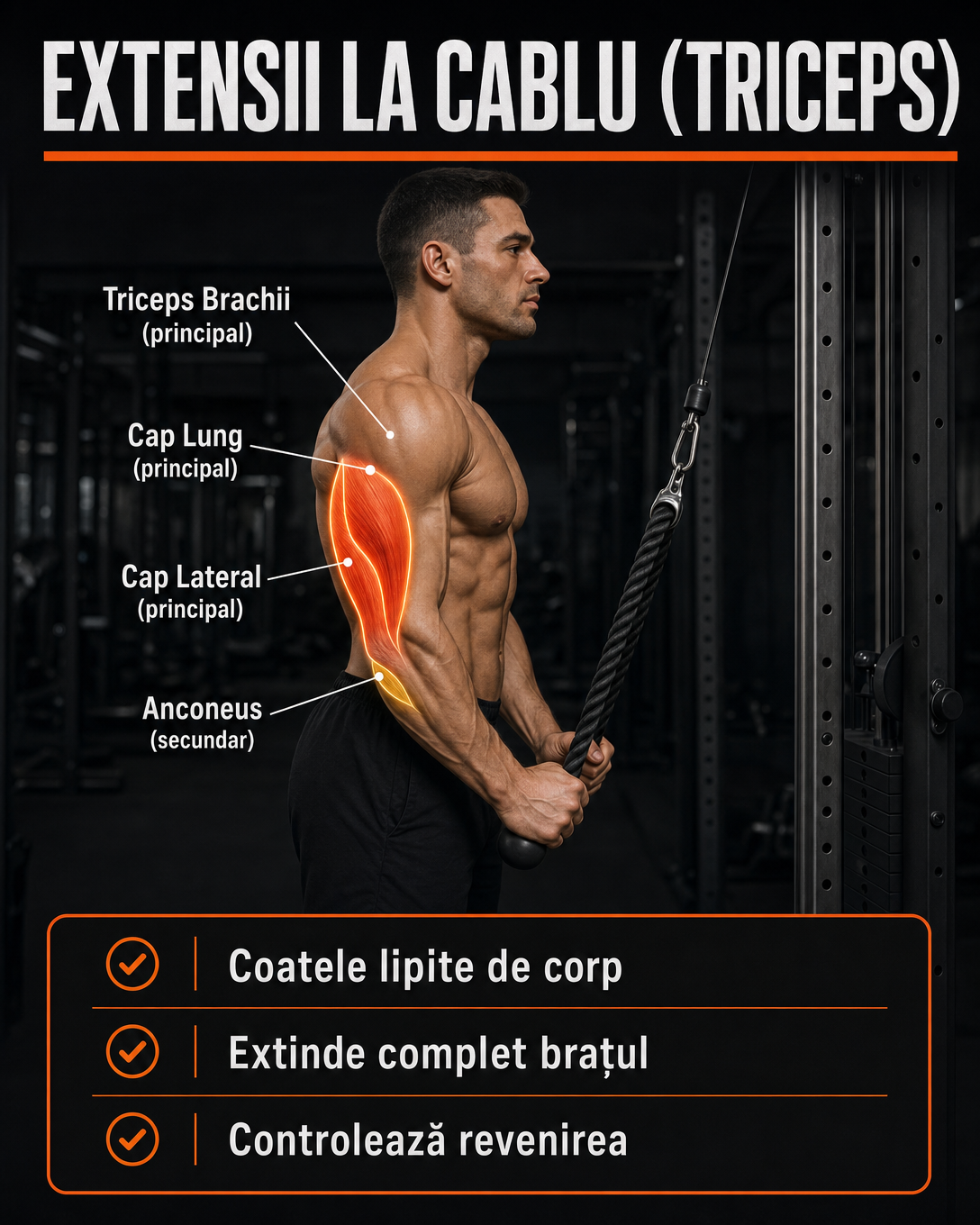 Extensii la Cablu (Triceps)
