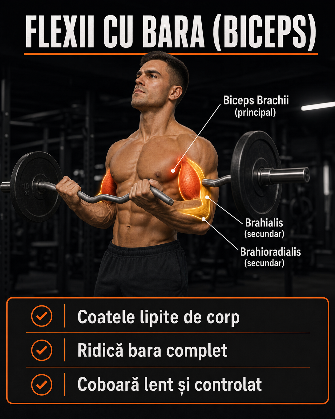 Flexii cu Bara (Biceps)